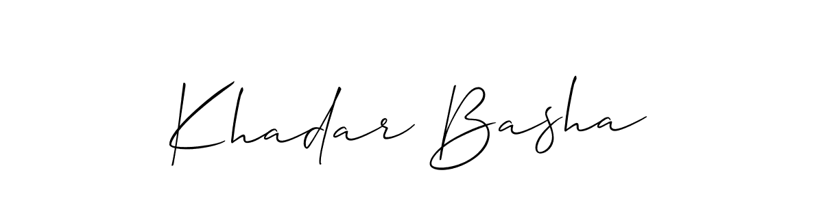 The best way (Allison_Script) to make a short signature is to pick only two or three words in your name. The name Khadar Basha include a total of six letters. For converting this name. Khadar Basha signature style 2 images and pictures png