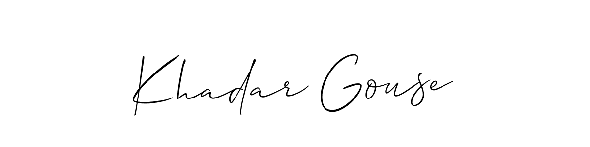 Create a beautiful signature design for name Khadar Gouse. With this signature (Allison_Script) fonts, you can make a handwritten signature for free. Khadar Gouse signature style 2 images and pictures png