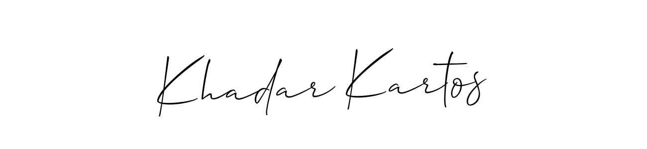 Create a beautiful signature design for name Khadar Kartos. With this signature (Allison_Script) fonts, you can make a handwritten signature for free. Khadar Kartos signature style 2 images and pictures png