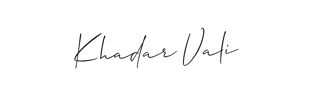 if you are searching for the best signature style for your name Khadar Vali. so please give up your signature search. here we have designed multiple signature styles  using Allison_Script. Khadar Vali signature style 2 images and pictures png