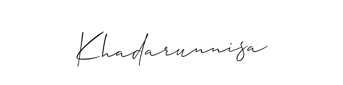 Allison_Script is a professional signature style that is perfect for those who want to add a touch of class to their signature. It is also a great choice for those who want to make their signature more unique. Get Khadarunnisa name to fancy signature for free. Khadarunnisa signature style 2 images and pictures png