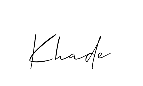 Design your own signature with our free online signature maker. With this signature software, you can create a handwritten (Allison_Script) signature for name Khade. Khade signature style 2 images and pictures png