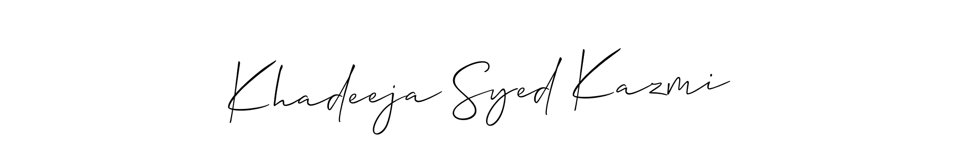 This is the best signature style for the Khadeeja Syed Kazmi name. Also you like these signature font (Allison_Script). Mix name signature. Khadeeja Syed Kazmi signature style 2 images and pictures png