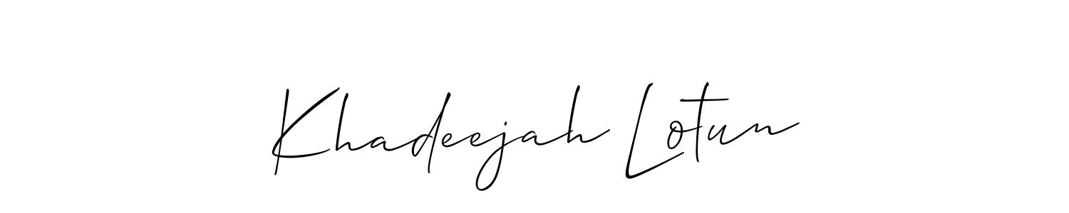 It looks lik you need a new signature style for name Khadeejah Lotun. Design unique handwritten (Allison_Script) signature with our free signature maker in just a few clicks. Khadeejah Lotun signature style 2 images and pictures png