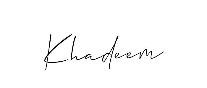 The best way (Allison_Script) to make a short signature is to pick only two or three words in your name. The name Khadeem include a total of six letters. For converting this name. Khadeem signature style 2 images and pictures png