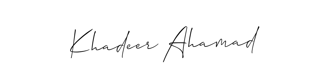 Khadeer Ahamad stylish signature style. Best Handwritten Sign (Allison_Script) for my name. Handwritten Signature Collection Ideas for my name Khadeer Ahamad. Khadeer Ahamad signature style 2 images and pictures png