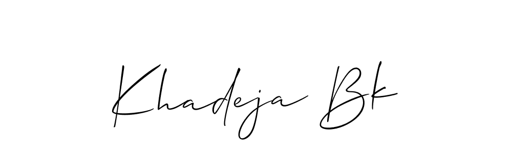 Make a beautiful signature design for name Khadeja Bk. With this signature (Allison_Script) style, you can create a handwritten signature for free. Khadeja Bk signature style 2 images and pictures png