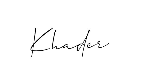 Allison_Script is a professional signature style that is perfect for those who want to add a touch of class to their signature. It is also a great choice for those who want to make their signature more unique. Get Khader name to fancy signature for free. Khader signature style 2 images and pictures png