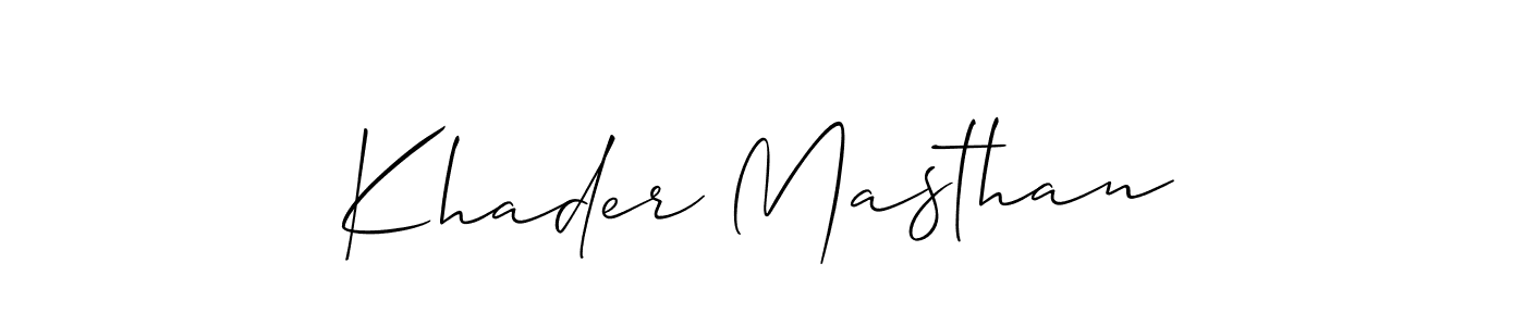 How to Draw Khader Masthan signature style? Allison_Script is a latest design signature styles for name Khader Masthan. Khader Masthan signature style 2 images and pictures png