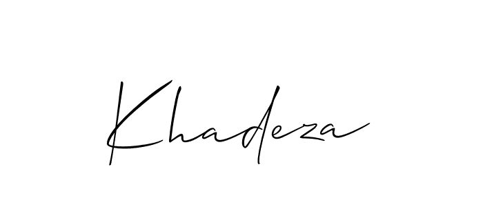 Use a signature maker to create a handwritten signature online. With this signature software, you can design (Allison_Script) your own signature for name Khadeza. Khadeza signature style 2 images and pictures png