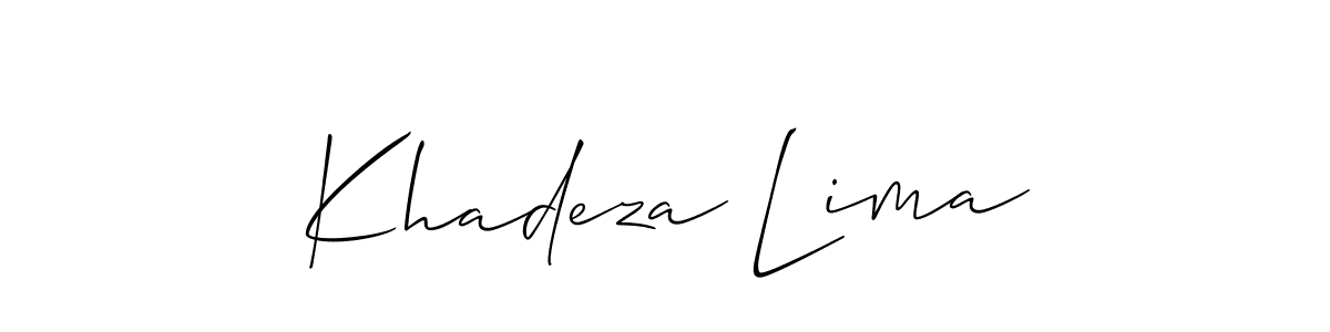 if you are searching for the best signature style for your name Khadeza Lima. so please give up your signature search. here we have designed multiple signature styles  using Allison_Script. Khadeza Lima signature style 2 images and pictures png