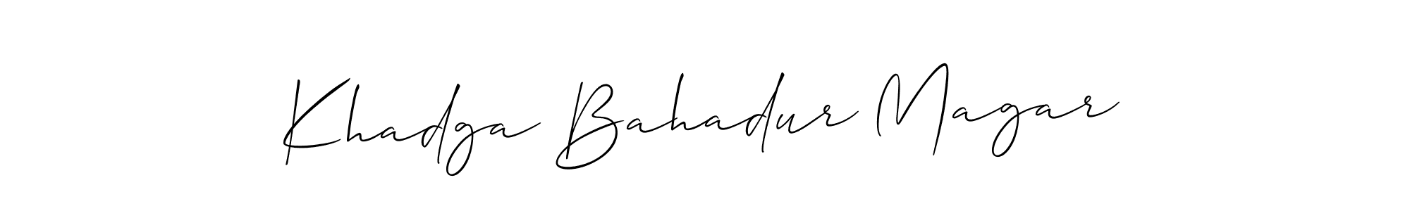 Make a short Khadga Bahadur Magar signature style. Manage your documents anywhere anytime using Allison_Script. Create and add eSignatures, submit forms, share and send files easily. Khadga Bahadur Magar signature style 2 images and pictures png