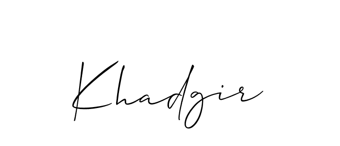 Create a beautiful signature design for name Khadgir. With this signature (Allison_Script) fonts, you can make a handwritten signature for free. Khadgir signature style 2 images and pictures png