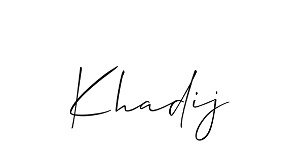 The best way (Allison_Script) to make a short signature is to pick only two or three words in your name. The name Khadij include a total of six letters. For converting this name. Khadij signature style 2 images and pictures png