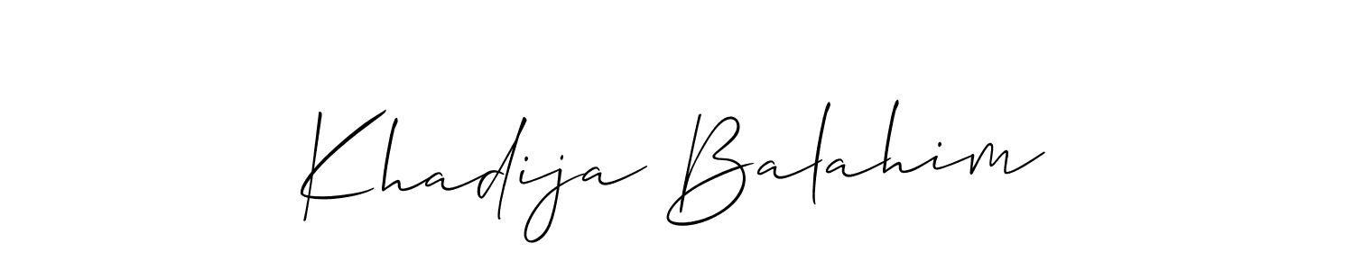 The best way (Allison_Script) to make a short signature is to pick only two or three words in your name. The name Khadija Balahim include a total of six letters. For converting this name. Khadija Balahim signature style 2 images and pictures png