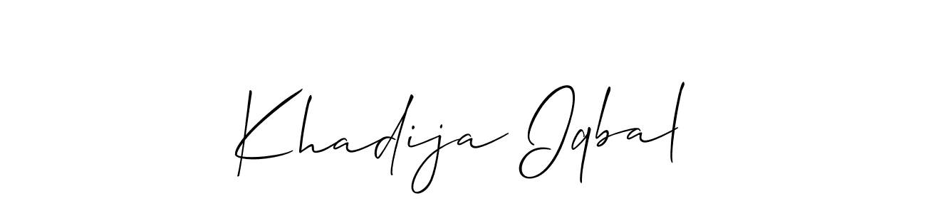Allison_Script is a professional signature style that is perfect for those who want to add a touch of class to their signature. It is also a great choice for those who want to make their signature more unique. Get Khadija Iqbal name to fancy signature for free. Khadija Iqbal signature style 2 images and pictures png