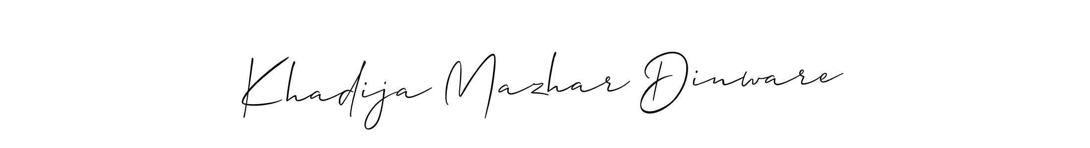 Make a short Khadija Mazhar Dinware signature style. Manage your documents anywhere anytime using Allison_Script. Create and add eSignatures, submit forms, share and send files easily. Khadija Mazhar Dinware signature style 2 images and pictures png