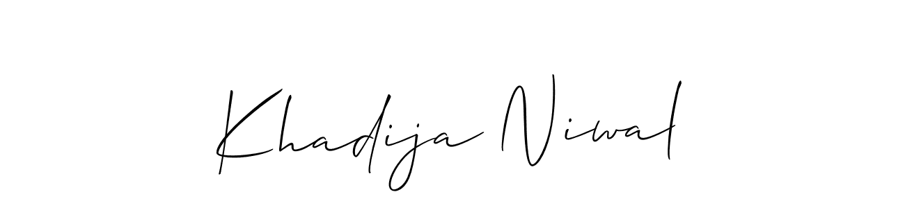 Allison_Script is a professional signature style that is perfect for those who want to add a touch of class to their signature. It is also a great choice for those who want to make their signature more unique. Get Khadija Niwal name to fancy signature for free. Khadija Niwal signature style 2 images and pictures png