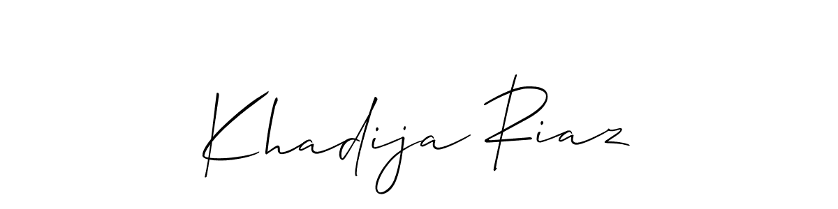 Make a beautiful signature design for name Khadija Riaz. With this signature (Allison_Script) style, you can create a handwritten signature for free. Khadija Riaz signature style 2 images and pictures png