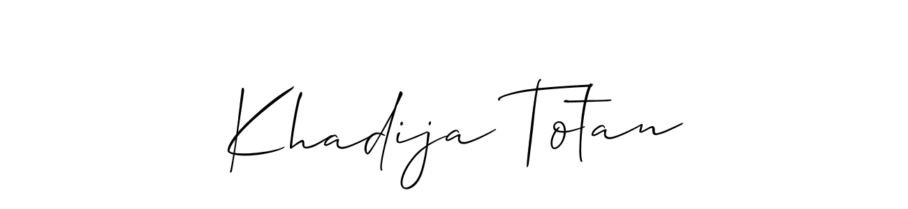 Similarly Allison_Script is the best handwritten signature design. Signature creator online .You can use it as an online autograph creator for name Khadija Totan. Khadija Totan signature style 2 images and pictures png