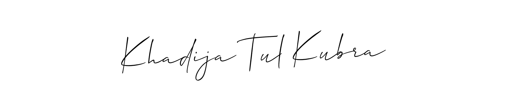 Use a signature maker to create a handwritten signature online. With this signature software, you can design (Allison_Script) your own signature for name Khadija Tul Kubra. Khadija Tul Kubra signature style 2 images and pictures png