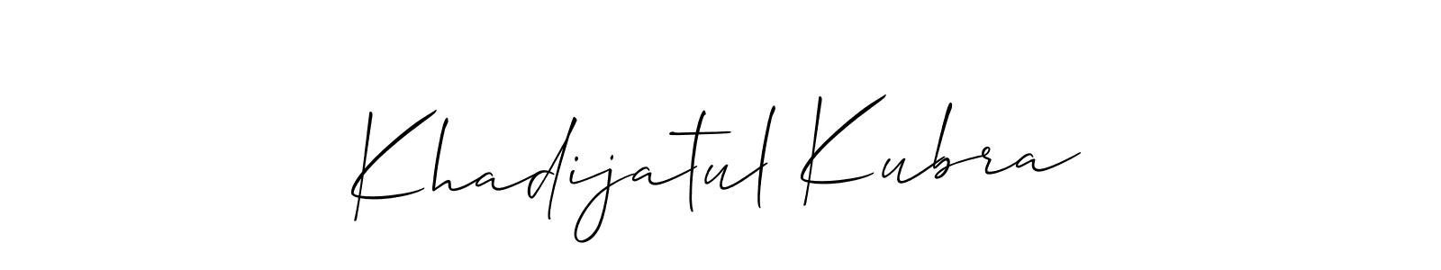 How to make Khadijatul Kubra signature? Allison_Script is a professional autograph style. Create handwritten signature for Khadijatul Kubra name. Khadijatul Kubra signature style 2 images and pictures png