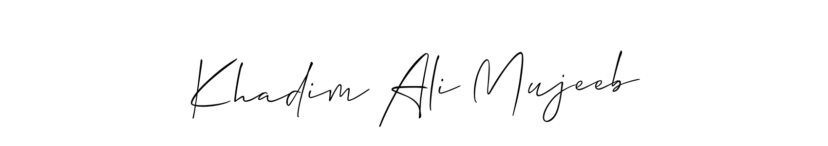 How to Draw Khadim Ali Mujeeb signature style? Allison_Script is a latest design signature styles for name Khadim Ali Mujeeb. Khadim Ali Mujeeb signature style 2 images and pictures png