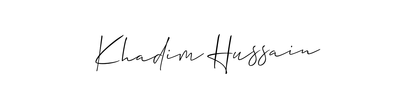 How to Draw Khadim Hussain signature style? Allison_Script is a latest design signature styles for name Khadim Hussain. Khadim Hussain signature style 2 images and pictures png