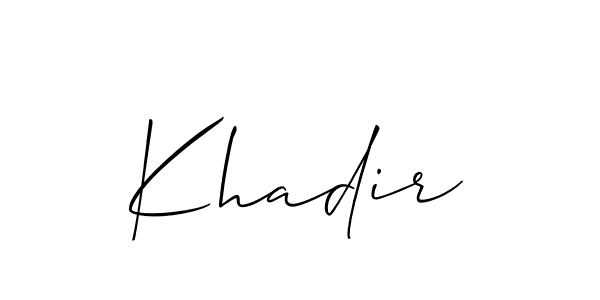 Similarly Allison_Script is the best handwritten signature design. Signature creator online .You can use it as an online autograph creator for name Khadir. Khadir signature style 2 images and pictures png