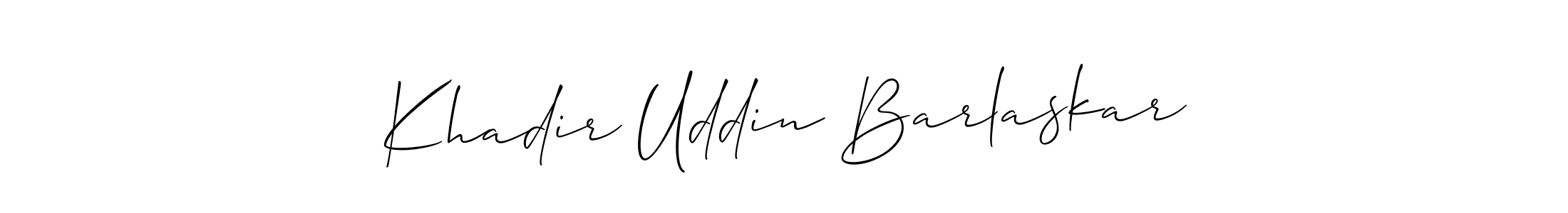 Make a beautiful signature design for name Khadir Uddin Barlaskar. With this signature (Allison_Script) style, you can create a handwritten signature for free. Khadir Uddin Barlaskar signature style 2 images and pictures png