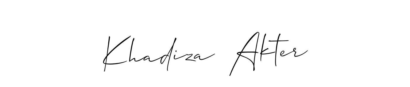 Make a short Khadiza  Akter signature style. Manage your documents anywhere anytime using Allison_Script. Create and add eSignatures, submit forms, share and send files easily. Khadiza  Akter signature style 2 images and pictures png