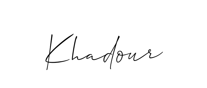 Allison_Script is a professional signature style that is perfect for those who want to add a touch of class to their signature. It is also a great choice for those who want to make their signature more unique. Get Khadour name to fancy signature for free. Khadour signature style 2 images and pictures png