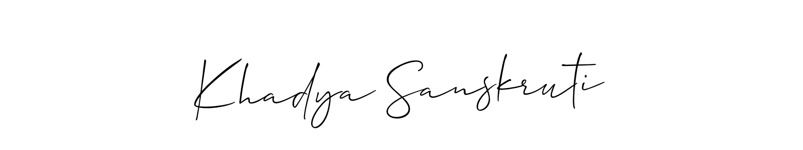 Also we have Khadya Sanskruti name is the best signature style. Create professional handwritten signature collection using Allison_Script autograph style. Khadya Sanskruti signature style 2 images and pictures png