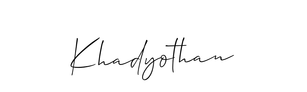 It looks lik you need a new signature style for name Khadyothan. Design unique handwritten (Allison_Script) signature with our free signature maker in just a few clicks. Khadyothan signature style 2 images and pictures png