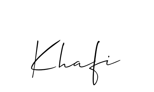 Design your own signature with our free online signature maker. With this signature software, you can create a handwritten (Allison_Script) signature for name Khafi. Khafi signature style 2 images and pictures png