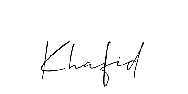 Use a signature maker to create a handwritten signature online. With this signature software, you can design (Allison_Script) your own signature for name Khafid. Khafid signature style 2 images and pictures png