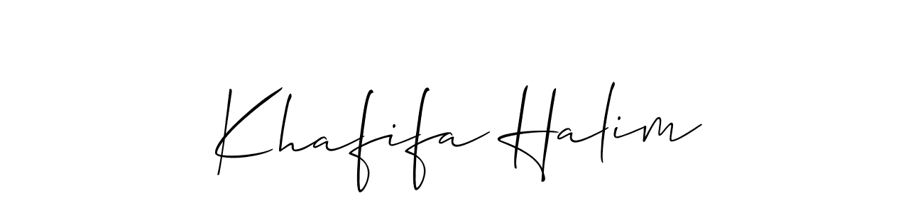 The best way (Allison_Script) to make a short signature is to pick only two or three words in your name. The name Khafifa Halim include a total of six letters. For converting this name. Khafifa Halim signature style 2 images and pictures png