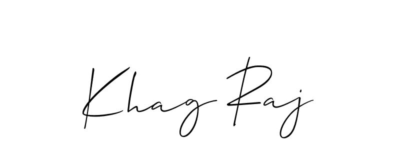 The best way (Allison_Script) to make a short signature is to pick only two or three words in your name. The name Khag Raj include a total of six letters. For converting this name. Khag Raj signature style 2 images and pictures png