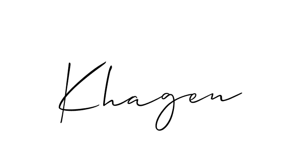 Use a signature maker to create a handwritten signature online. With this signature software, you can design (Allison_Script) your own signature for name Khagen. Khagen signature style 2 images and pictures png