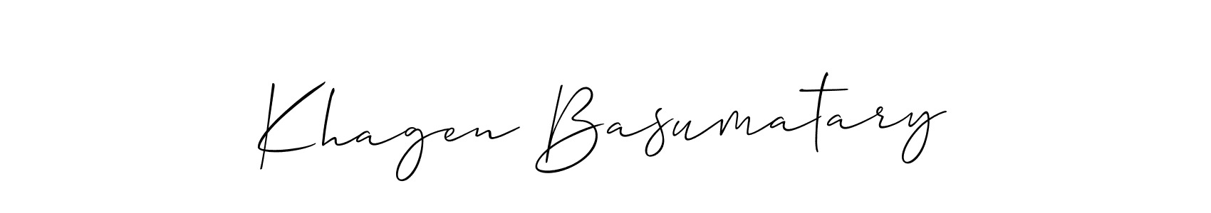 Create a beautiful signature design for name Khagen Basumatary. With this signature (Allison_Script) fonts, you can make a handwritten signature for free. Khagen Basumatary signature style 2 images and pictures png