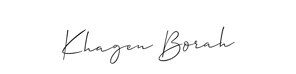 How to make Khagen Borah name signature. Use Allison_Script style for creating short signs online. This is the latest handwritten sign. Khagen Borah signature style 2 images and pictures png