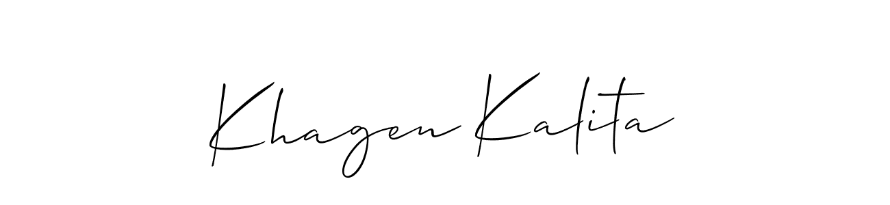 Similarly Allison_Script is the best handwritten signature design. Signature creator online .You can use it as an online autograph creator for name Khagen Kalita. Khagen Kalita signature style 2 images and pictures png