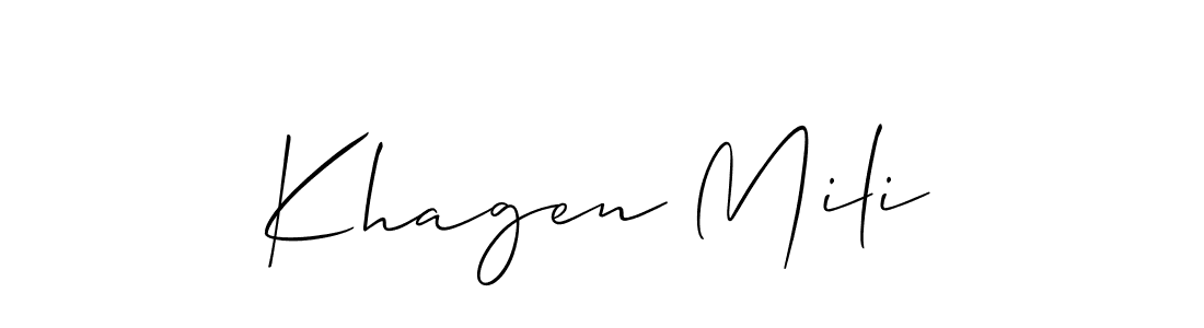 Design your own signature with our free online signature maker. With this signature software, you can create a handwritten (Allison_Script) signature for name Khagen Mili. Khagen Mili signature style 2 images and pictures png