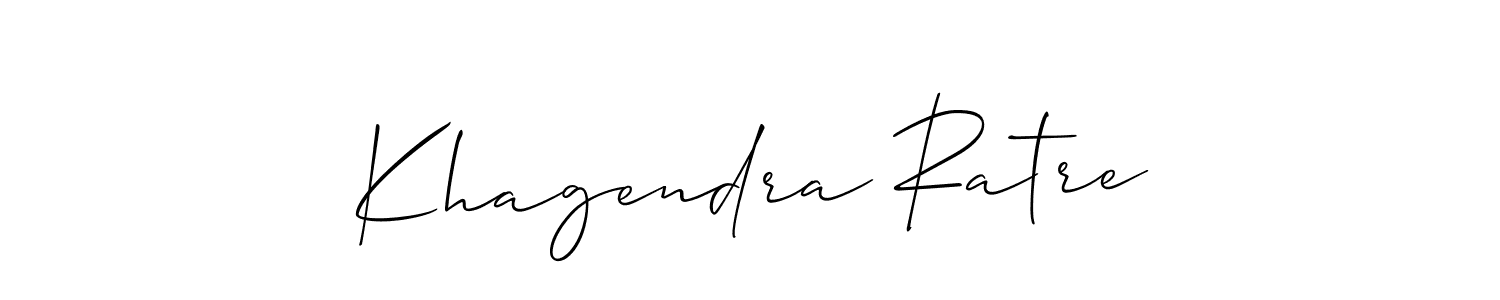 The best way (Allison_Script) to make a short signature is to pick only two or three words in your name. The name Khagendra Ratre include a total of six letters. For converting this name. Khagendra Ratre signature style 2 images and pictures png