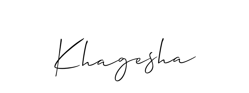 Use a signature maker to create a handwritten signature online. With this signature software, you can design (Allison_Script) your own signature for name Khagesha. Khagesha signature style 2 images and pictures png