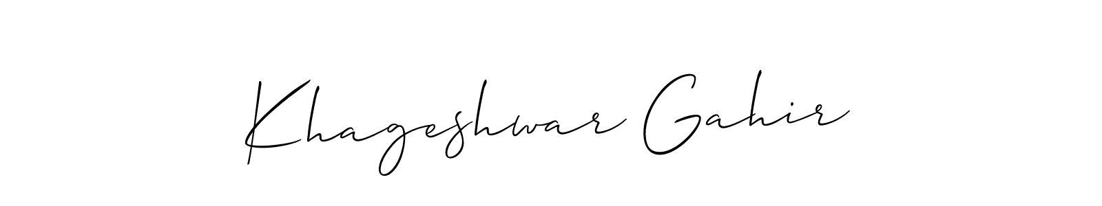 Khageshwar Gahir stylish signature style. Best Handwritten Sign (Allison_Script) for my name. Handwritten Signature Collection Ideas for my name Khageshwar Gahir. Khageshwar Gahir signature style 2 images and pictures png