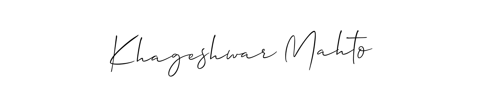 How to make Khageshwar Mahto name signature. Use Allison_Script style for creating short signs online. This is the latest handwritten sign. Khageshwar Mahto signature style 2 images and pictures png