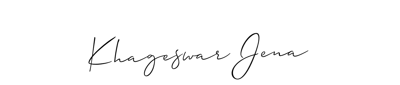 How to make Khageswar Jena name signature. Use Allison_Script style for creating short signs online. This is the latest handwritten sign. Khageswar Jena signature style 2 images and pictures png