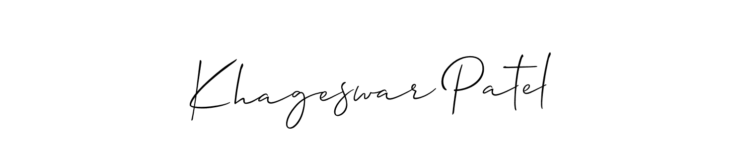 How to make Khageswar Patel name signature. Use Allison_Script style for creating short signs online. This is the latest handwritten sign. Khageswar Patel signature style 2 images and pictures png