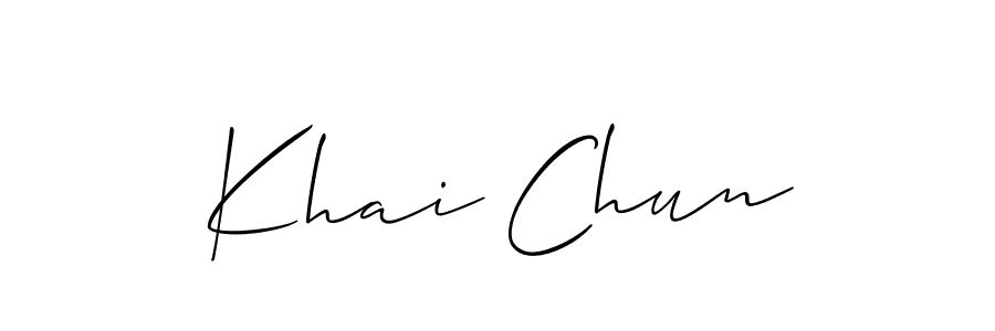 How to make Khai Chun name signature. Use Allison_Script style for creating short signs online. This is the latest handwritten sign. Khai Chun signature style 2 images and pictures png